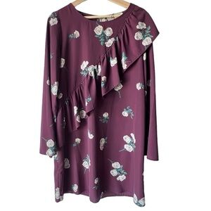 Women's floral trendy spring fucsia pink midi printed long sleeve mimi & daphne
